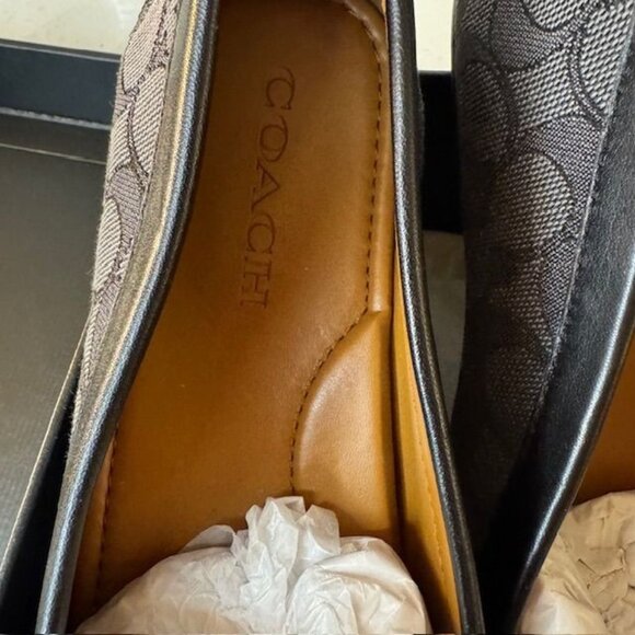 Coach Womens Signature Canvas Loafers Size 8.5 Black & Gray Slip-On Shoes - Picture 3 of 7